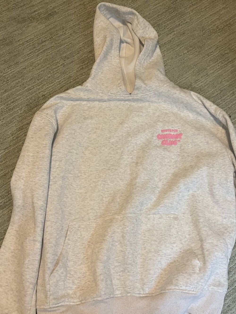 White Fox Light Gray/Whiteish Hoodie with pink lettering